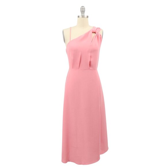 Reiss Delilah Strappy One Shoulder Pink Asymmetrical Hem Midi Dress 2 - Picture 4 of 9